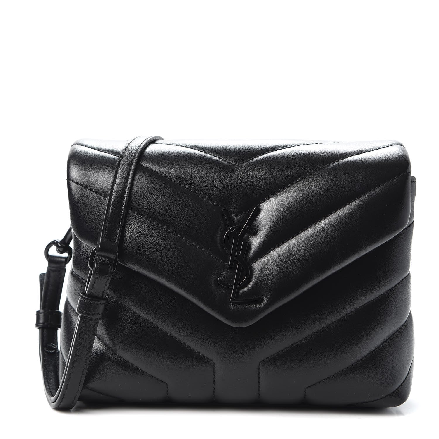 Saint Laurent Calfskin Y Quilted Monogram Toy Loulou Crossbody Bag Black 1 of 11