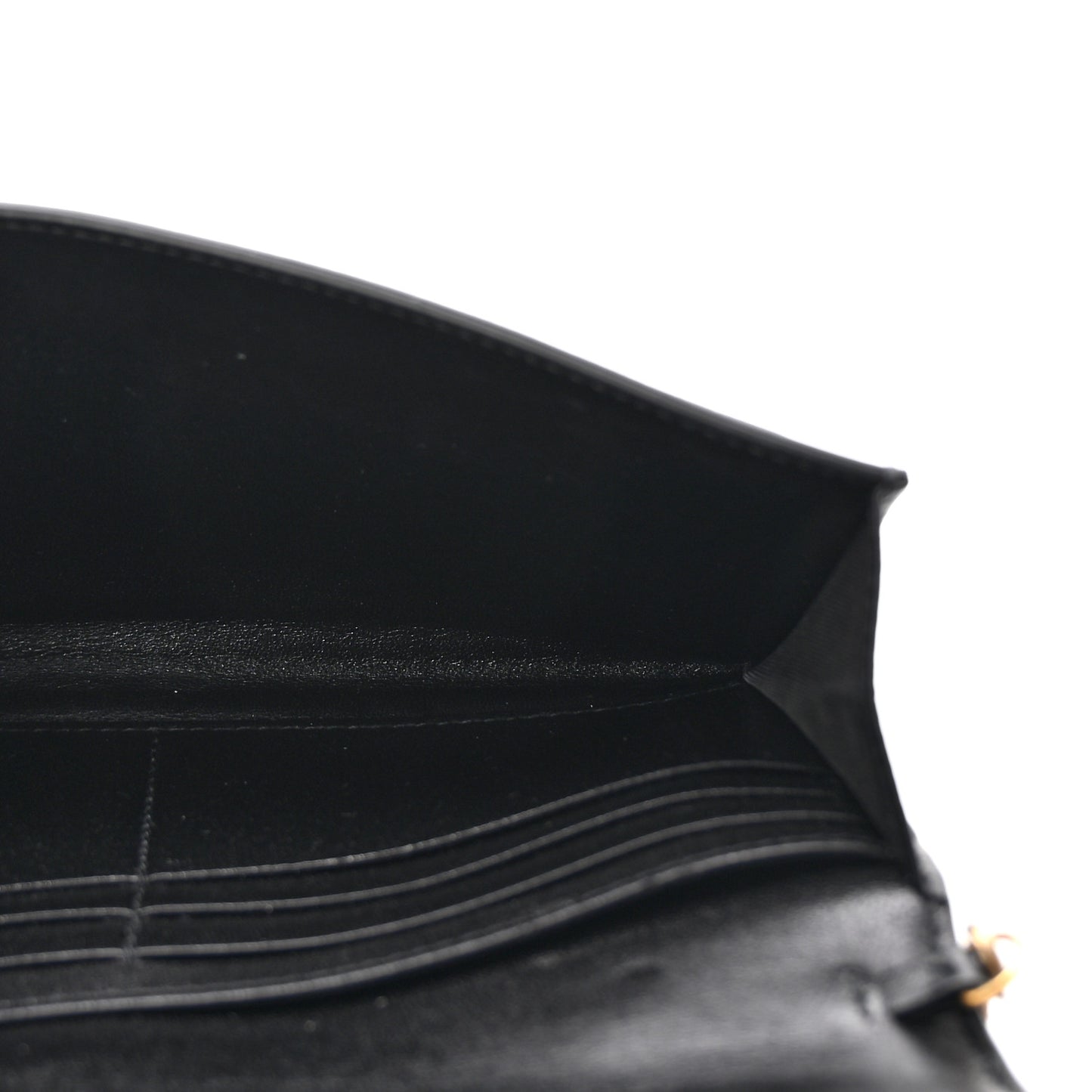 Grained Calfskin Saddle Chain Wallet Pouch Black