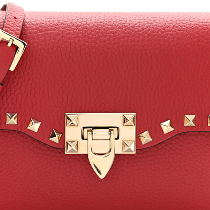 Valentino Garavani Pebbled Calfskin Medium Rockstud Flip Lock Crossbody Bag Red 8 of 10