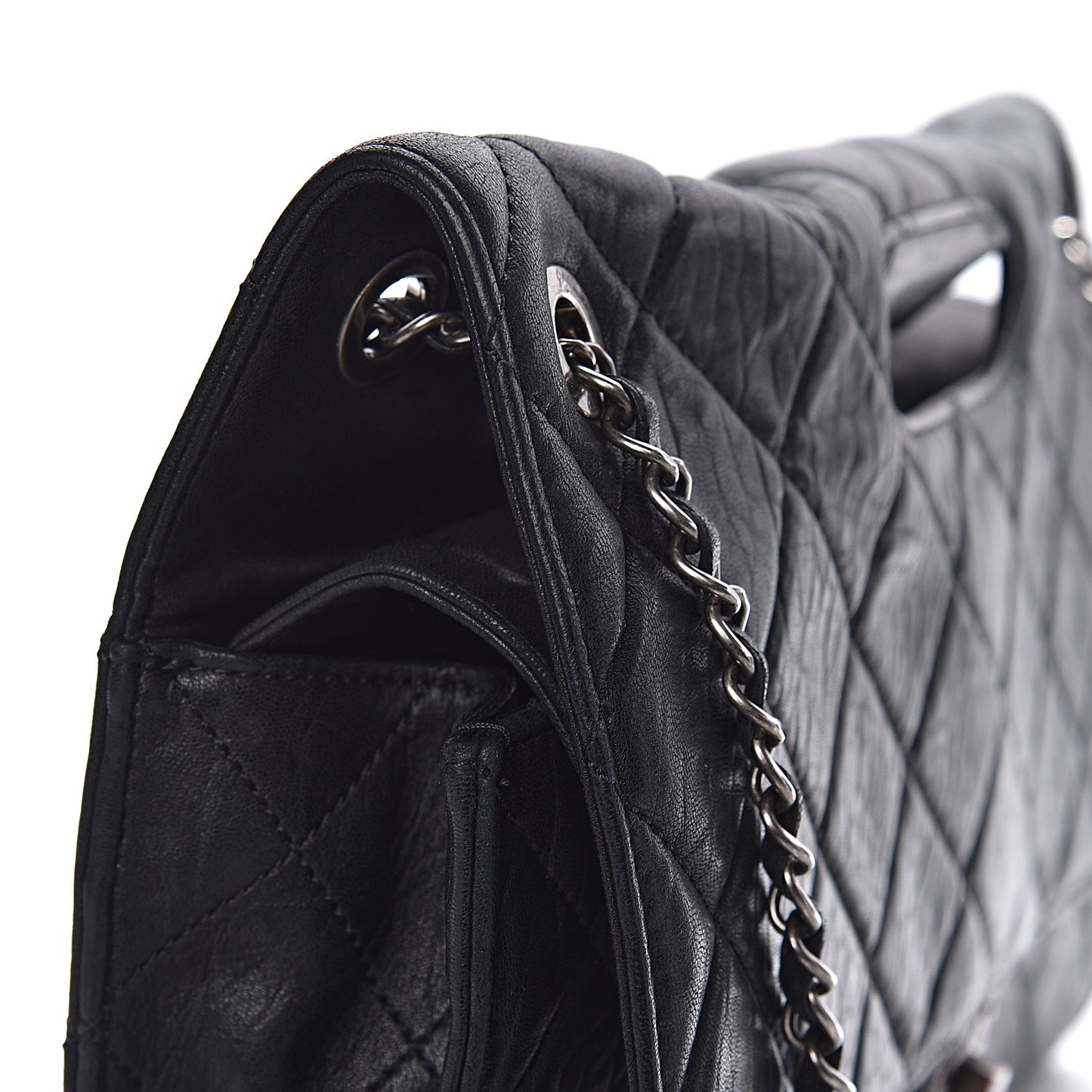 Washed Lambskin Maxi Take Away Flap Bag Black