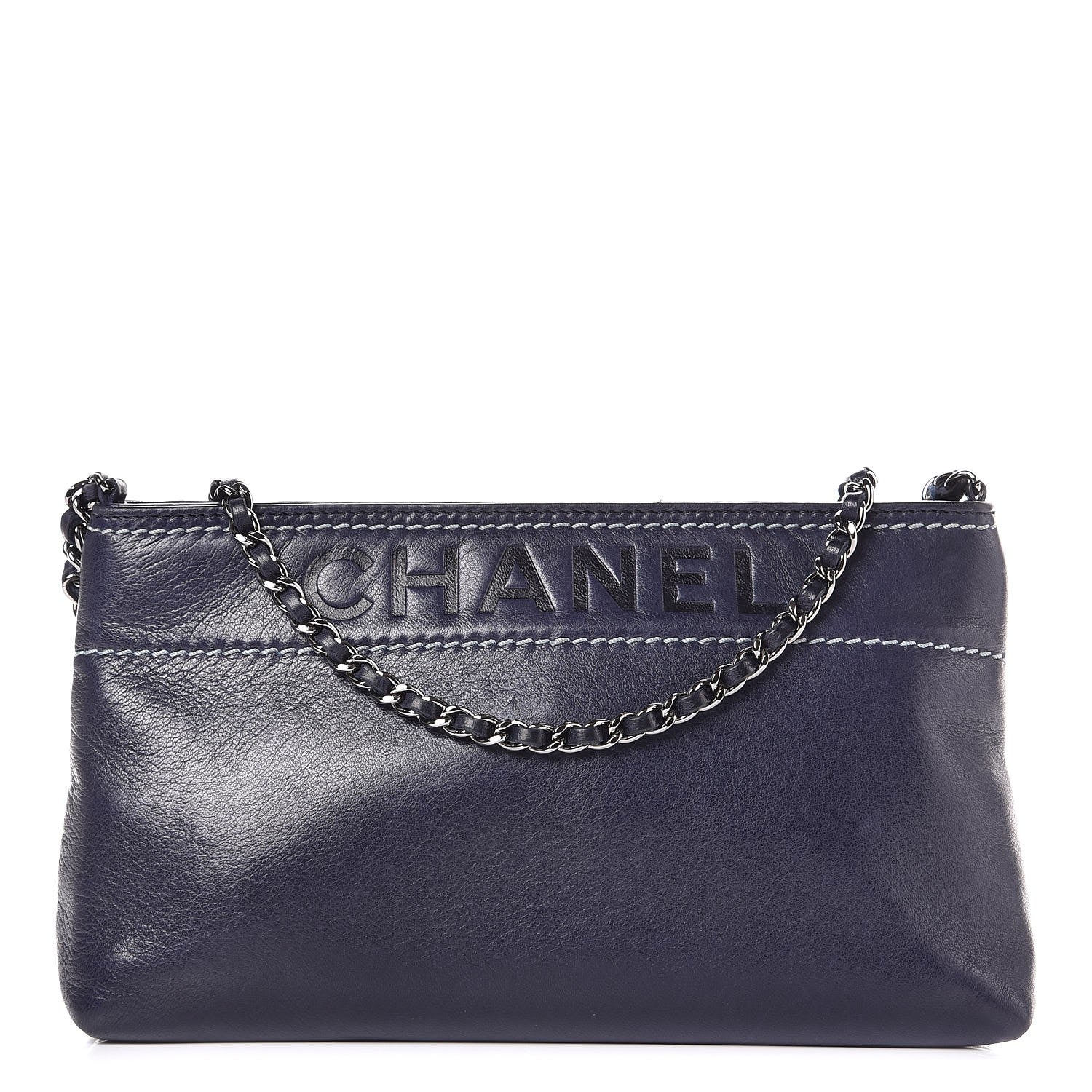 Chanel Lambskin Lax Pochette Navy 1 of 8