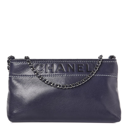 Chanel Lambskin Lax Pochette Navy 1 of 8