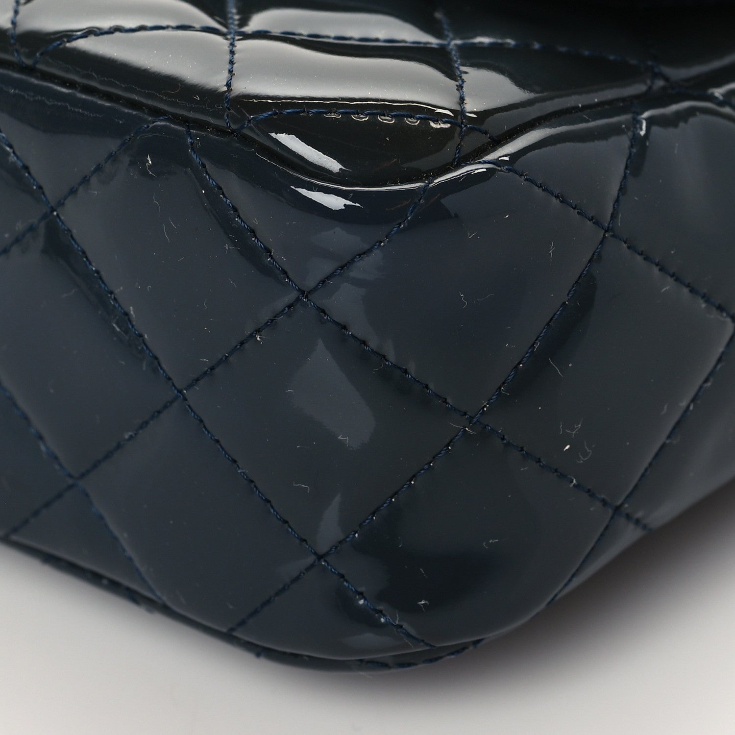 Chanel Patent Calfskin Quilted Mini Rectangular Flap Navy Blue 10 of 10