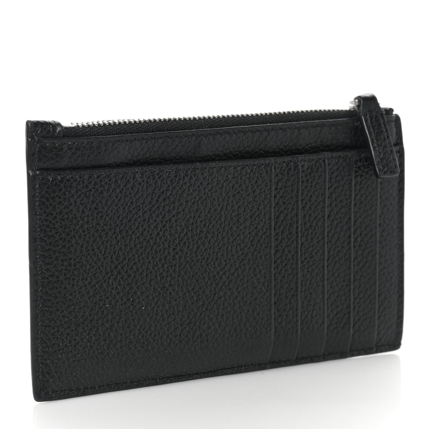 Grained Calfskin Logo Large Cash Long Coin Card Holder Black White