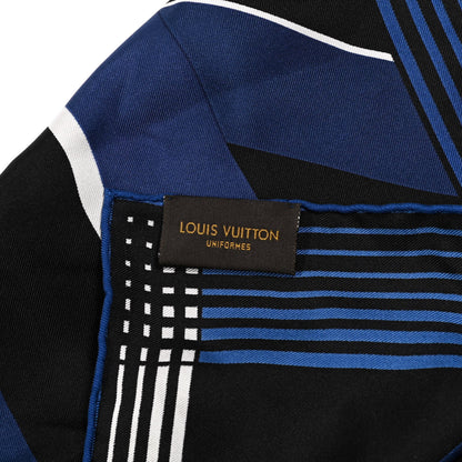Louis Vuitton Silk Square Scarf Black Blue 3 of 3