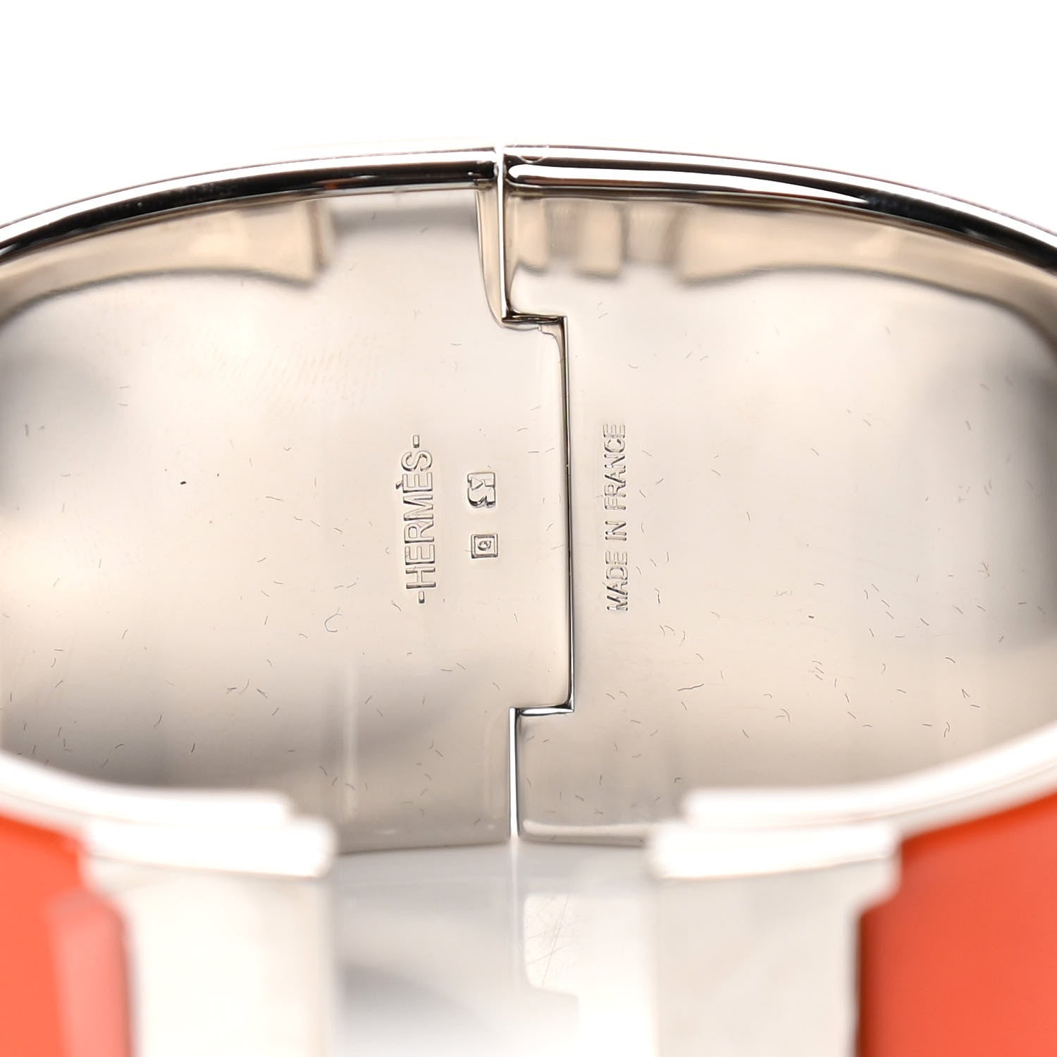 Hermes Enamel Extra Wide Clic Clac H Bracelet PM Orange 4 of 6