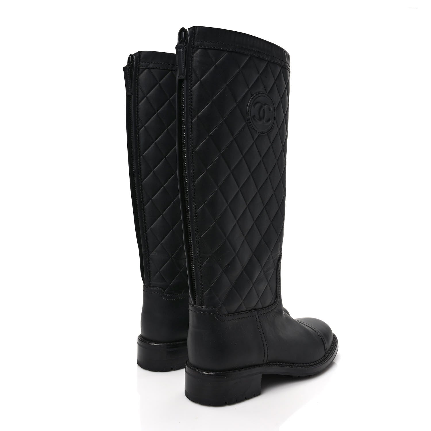 Chanel Oily Calfskin Quilted High Boots 39.5 Black 4 of 9