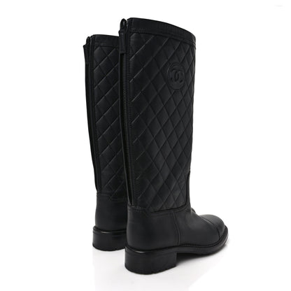 Chanel Oily Calfskin Quilted High Boots 39.5 Black 4 of 9