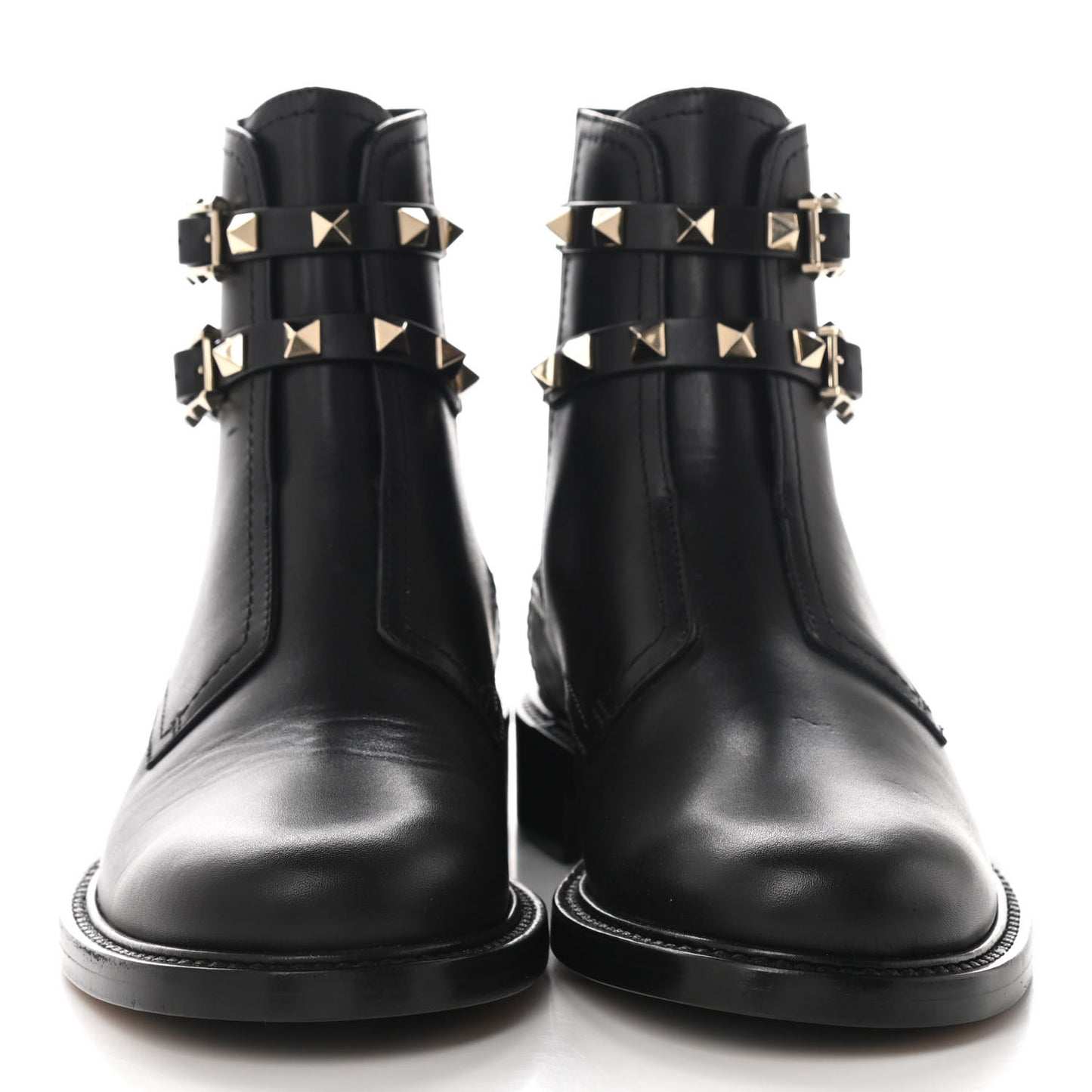 Calfskin Rockstud 20mm Ankle Boots 35 Black