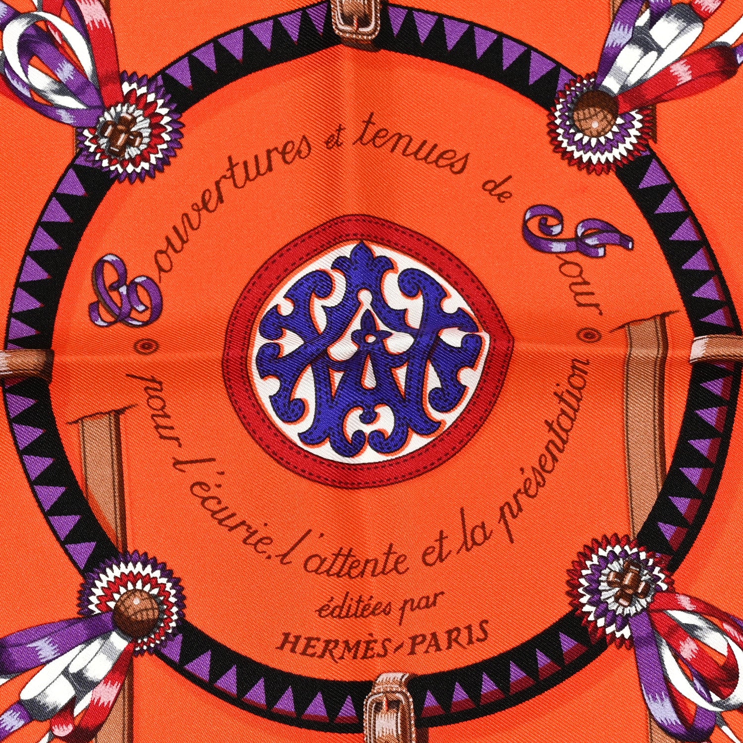 Hermes Silk Couvertures et Tenues de Jour Pocket Square Scarf 2 of 5