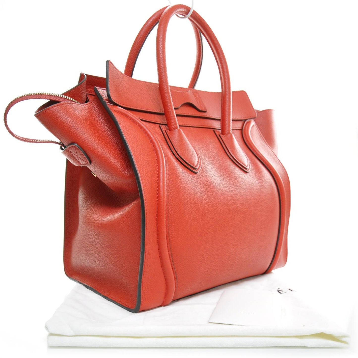 Pebbled Leather Mini Luggage Coquelicot