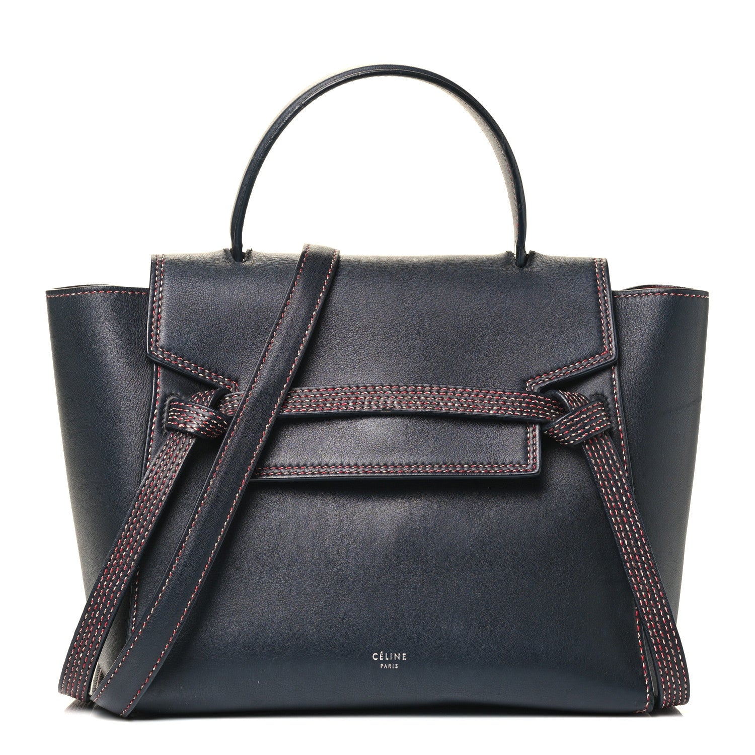 Celine Smooth Calfskin Micro Bi-Color Braided Belt Bag Navy 1 of 4