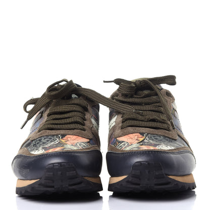Valentino Garavani Nappa Fabric Suede Camubutterfly Womens Rockrunner Sneakers 37 Multicolor 2 of 10