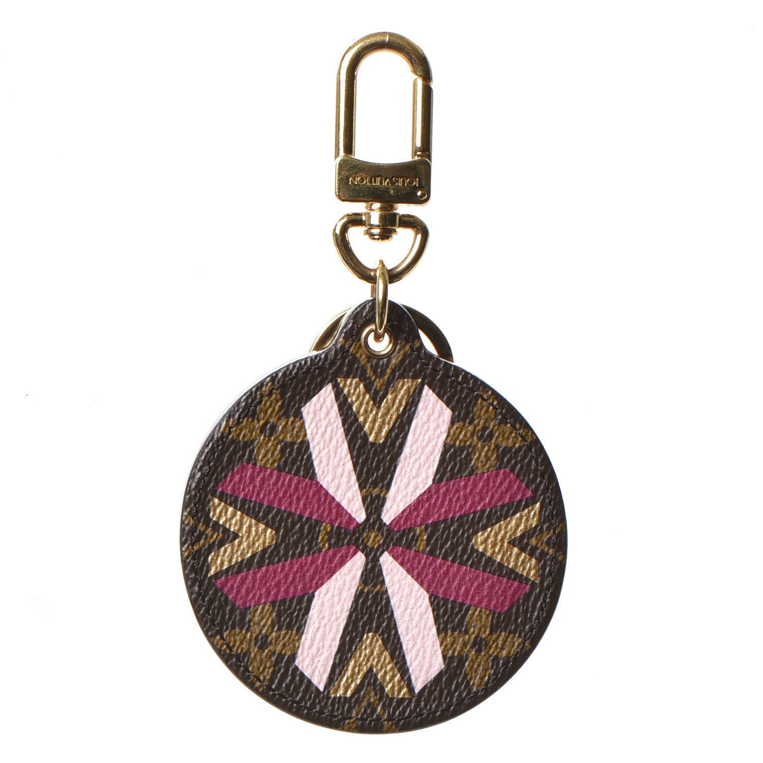 Louis Vuitton Monogram Illustre Multi V Bag Charm Key Ring Fuchsia 1 of 6