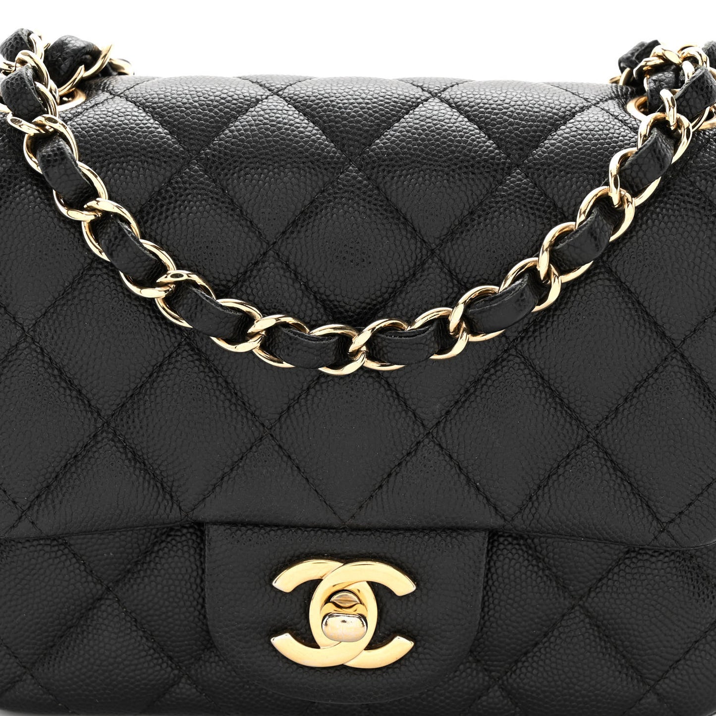 Caviar Quilted Mini Square Flap Black