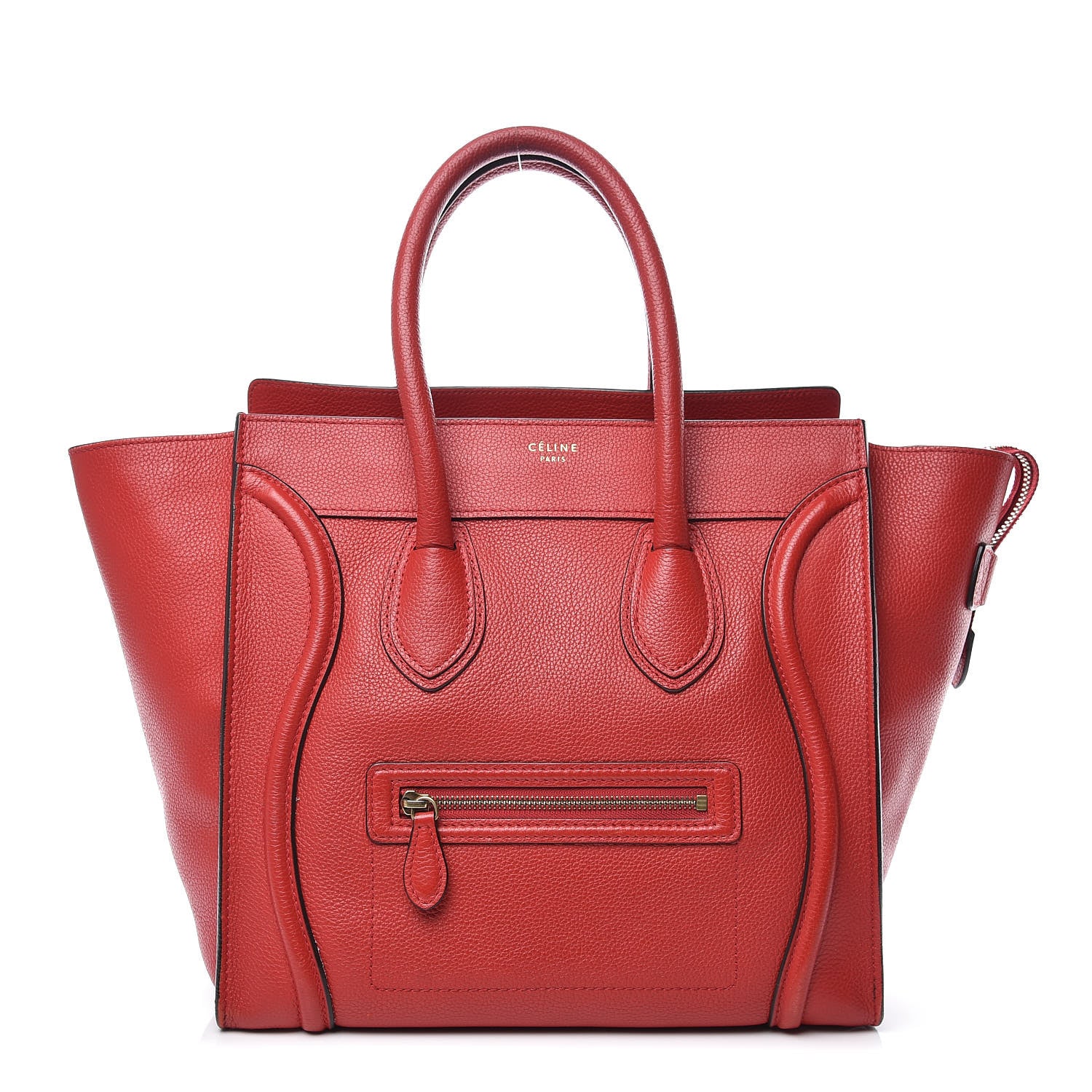 Celine Drummed Calfskin Mini Luggage Coquelicot 1 of 12