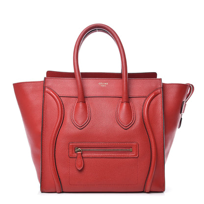 Celine Drummed Calfskin Mini Luggage Coquelicot 1 of 12