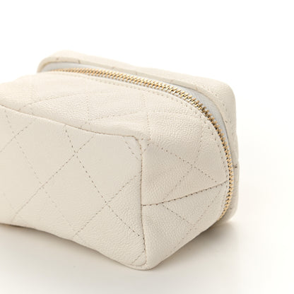 Chanel Caviar Quilted Mini Top Handle Vanity With Chain White 10 of 11