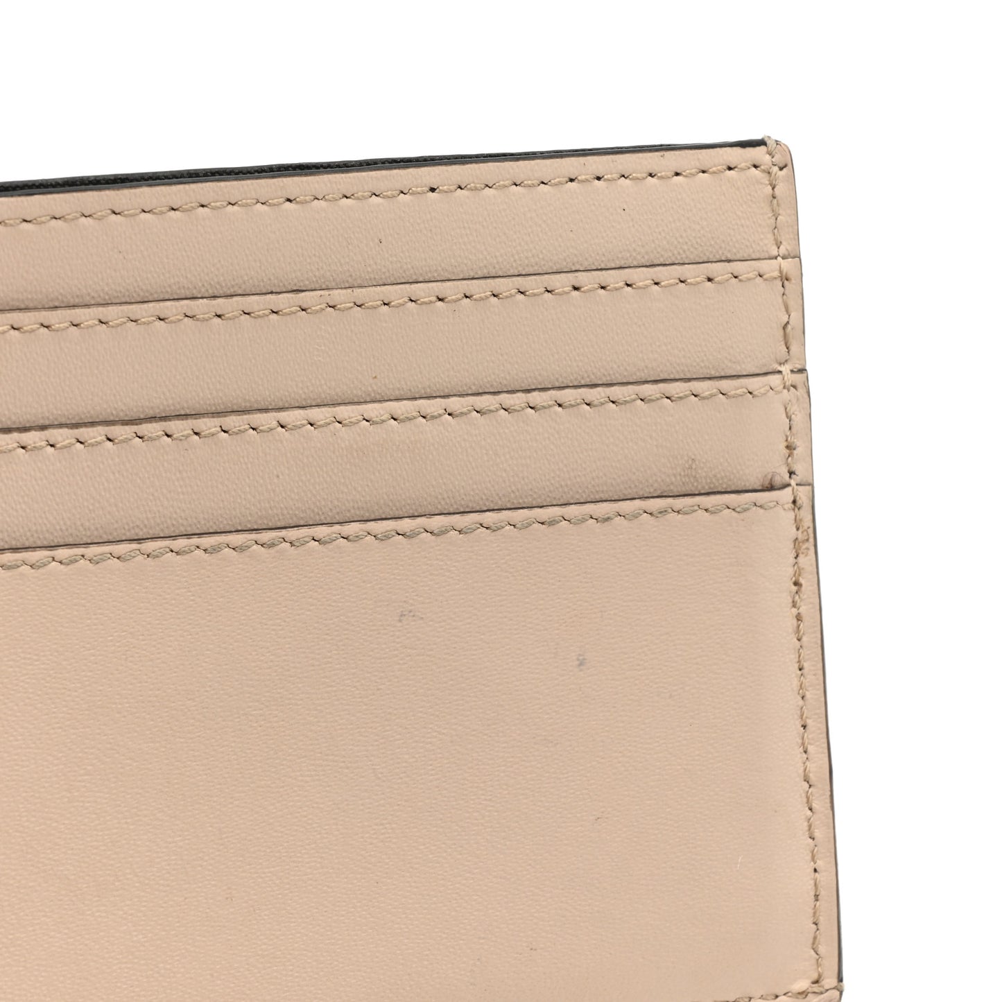 Vitello King Tamponato Logo Embossed Fold Over Card Holder Wallet Poudre