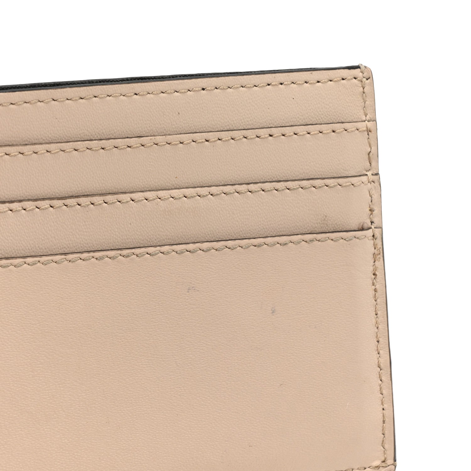 Fendi Vitello King Tamponato Logo Embossed Fold Over Card Holder Wallet Poudre 12 of 13