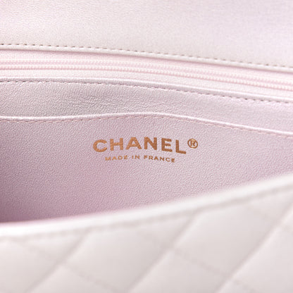 Chanel Iridescent Lambskin Quilted Mini Top Handle Rectangular Flap White 8 of 11