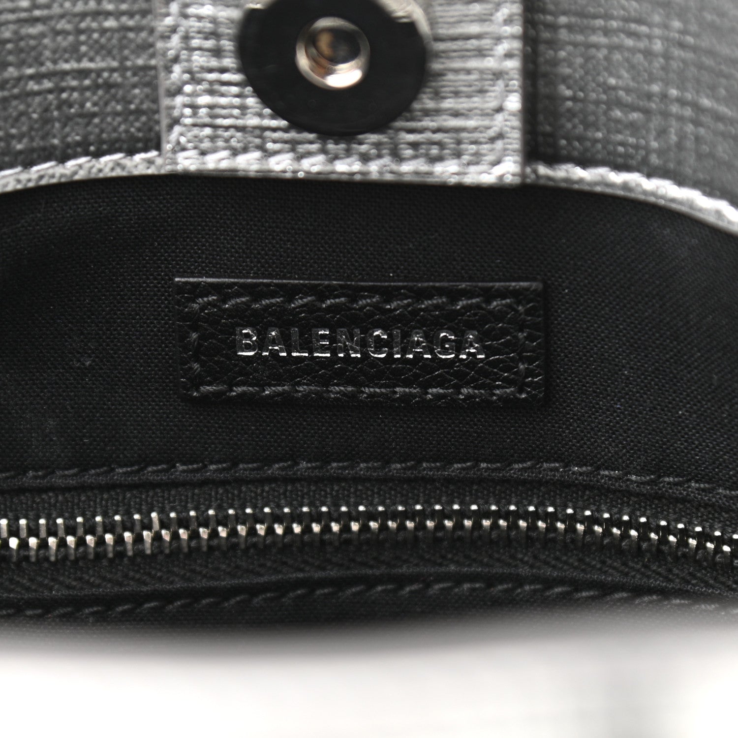 Balenciaga Metallic Squared Calfskin Logo North South Shopper Tote XXS Silver 5 of 10