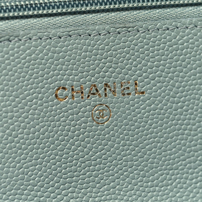 Chanel Caviar Quilted Wallet on Chain WOC Light Blue 6 of 12