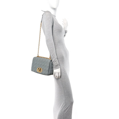 Christian Dior Grained Calfskin Cannage Large Caro Bag Grey Stone 2 of 12