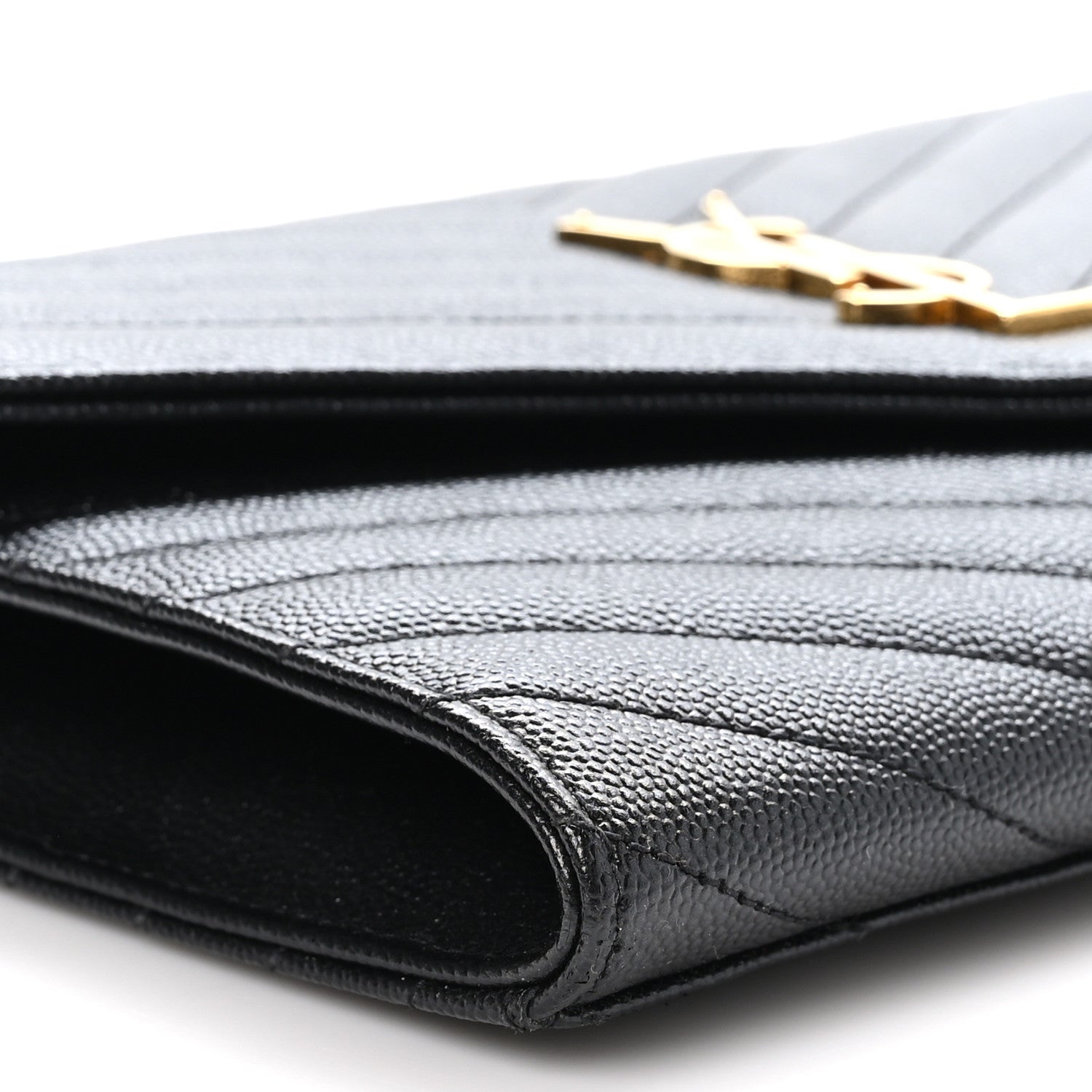 Saint Laurent Grain De Poudre Matelasse Chevron Monogram Envelope Clutch Black 10 of 11