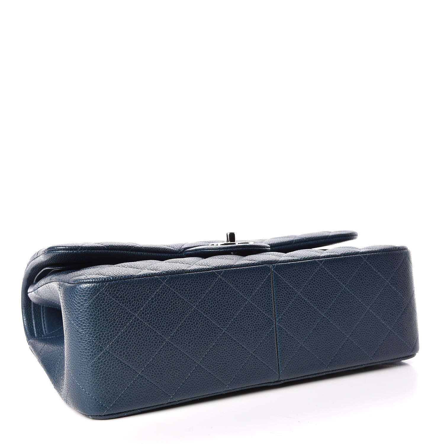 Chanel Metallic Caviar Jumbo Double Flap Blue 5 of 12