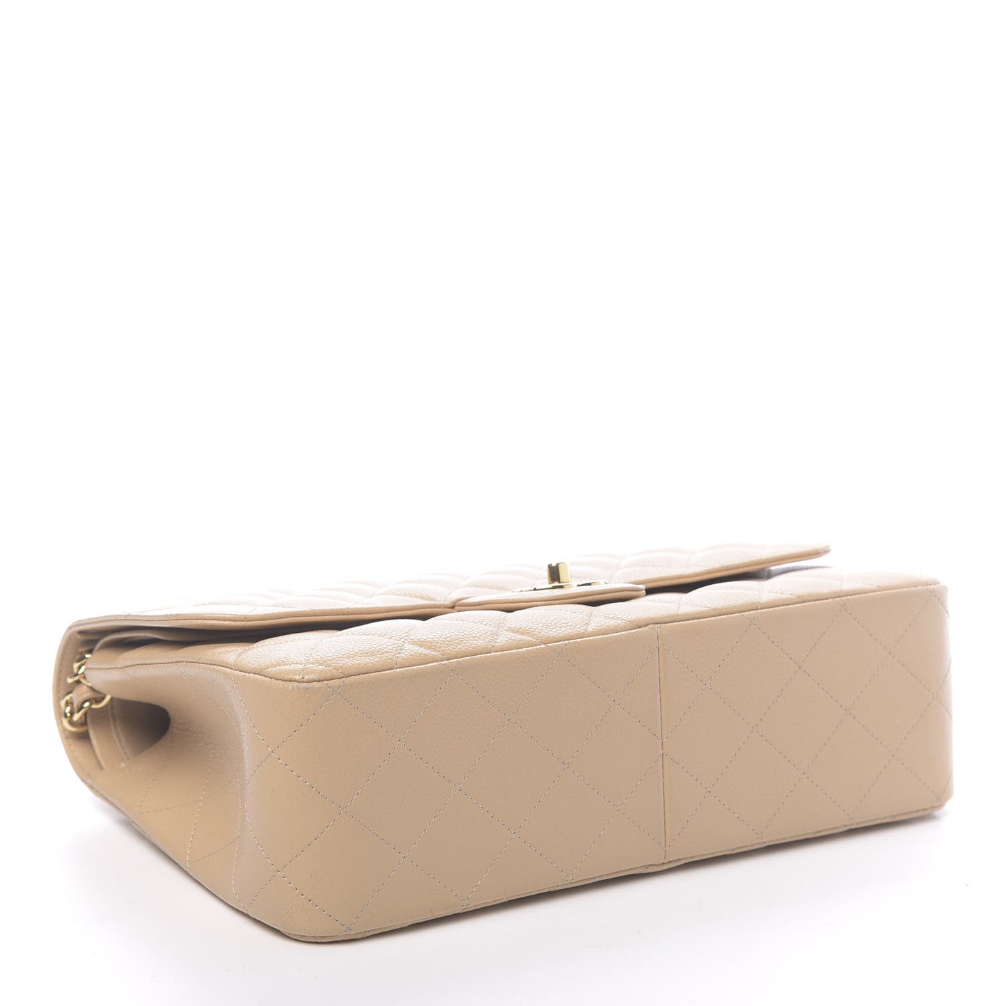 Caviar Quilted Jumbo Double Flap Beige Clair