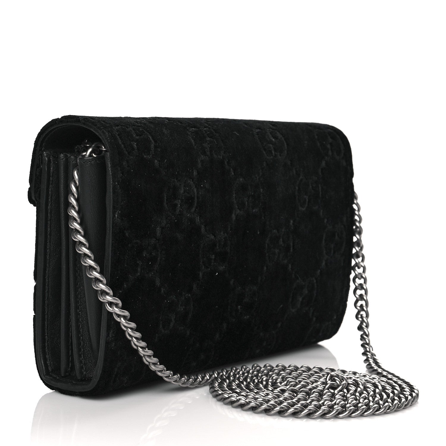 Gucci Velvet GG Monogram Mini Dionysus Chain Wallet Black 3 of 9