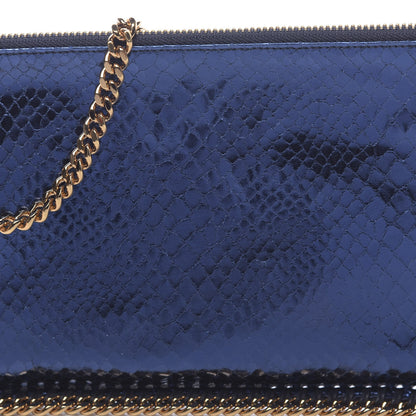 Stella McCartney Metallic Faux Snakeskin Falabella Clutch Blue 10 of 11
