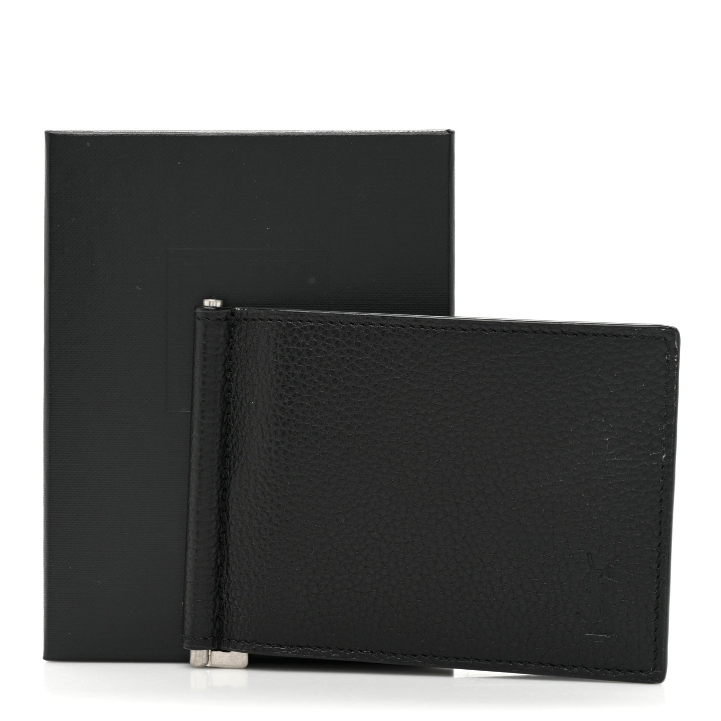 Grained Calfskin Cassandre Shadow Bill Clip Wallet Black