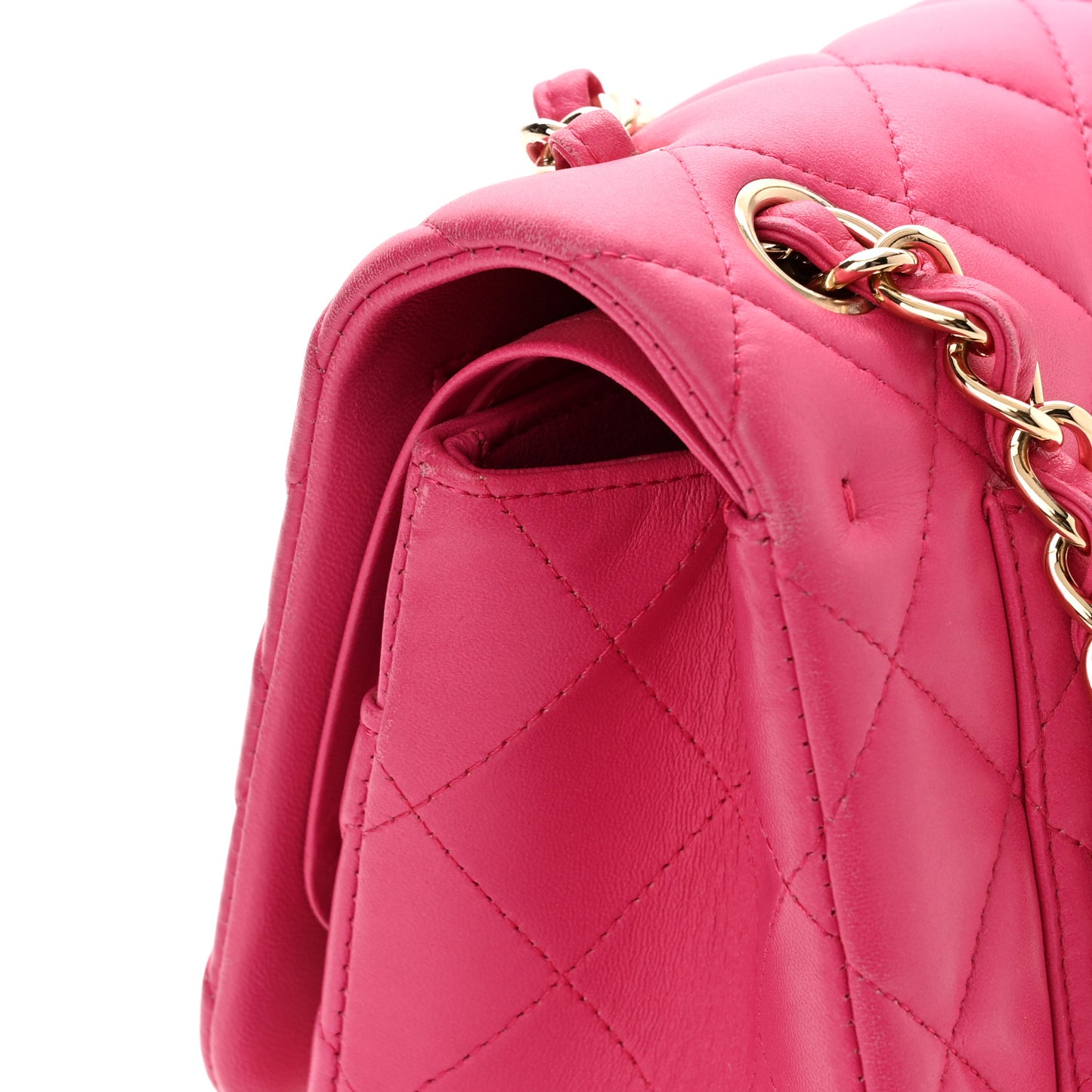 Lambskin Quilted Jumbo Double Flap Dark Pink