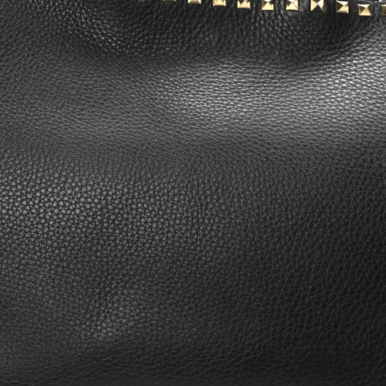Valentino Garavani Grained Calfskin Rockstud Shoulder Tote Black 7 of 9