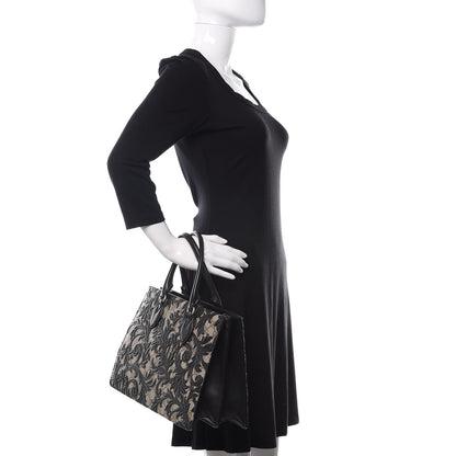 Gucci GG Supreme Monogram Arabesque Small Top Handle Bag Beige Black 2 of 17