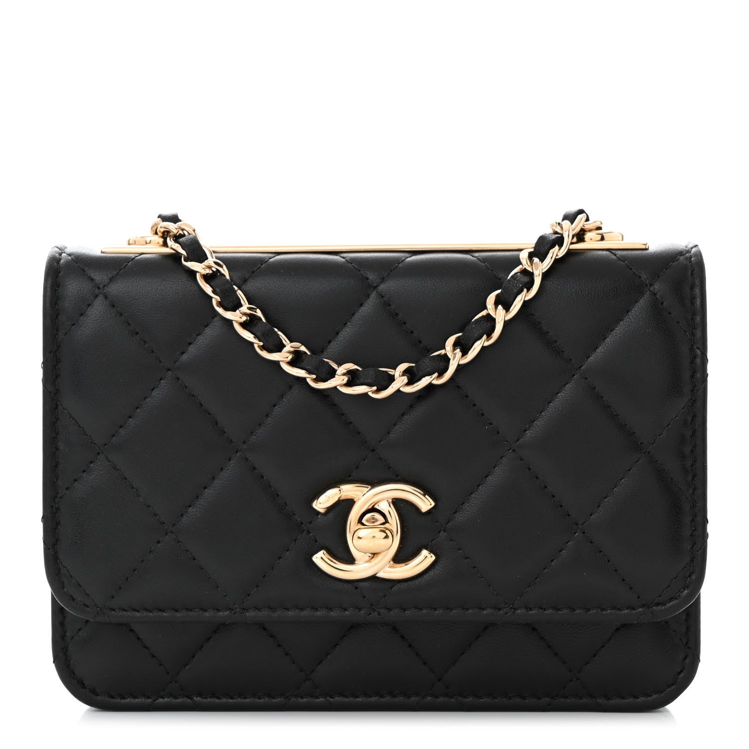 Chanel Lambskin Quilted Mini Trendy CC Wallet On Chain WOC Black 1 of 11