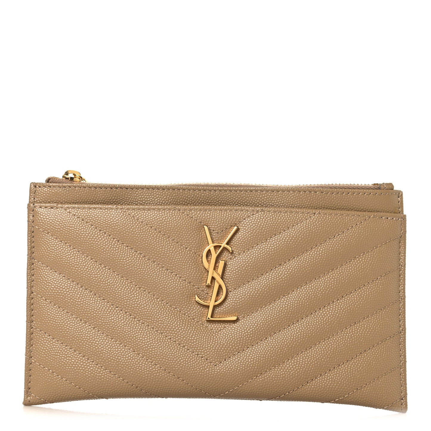 Grain De Poudre Chevron Monogram Bill Pouch Dark Latte