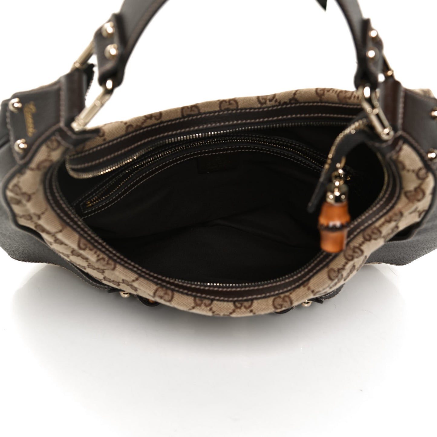 Monogram Bamboo Horsebit Hobo Dark Brown