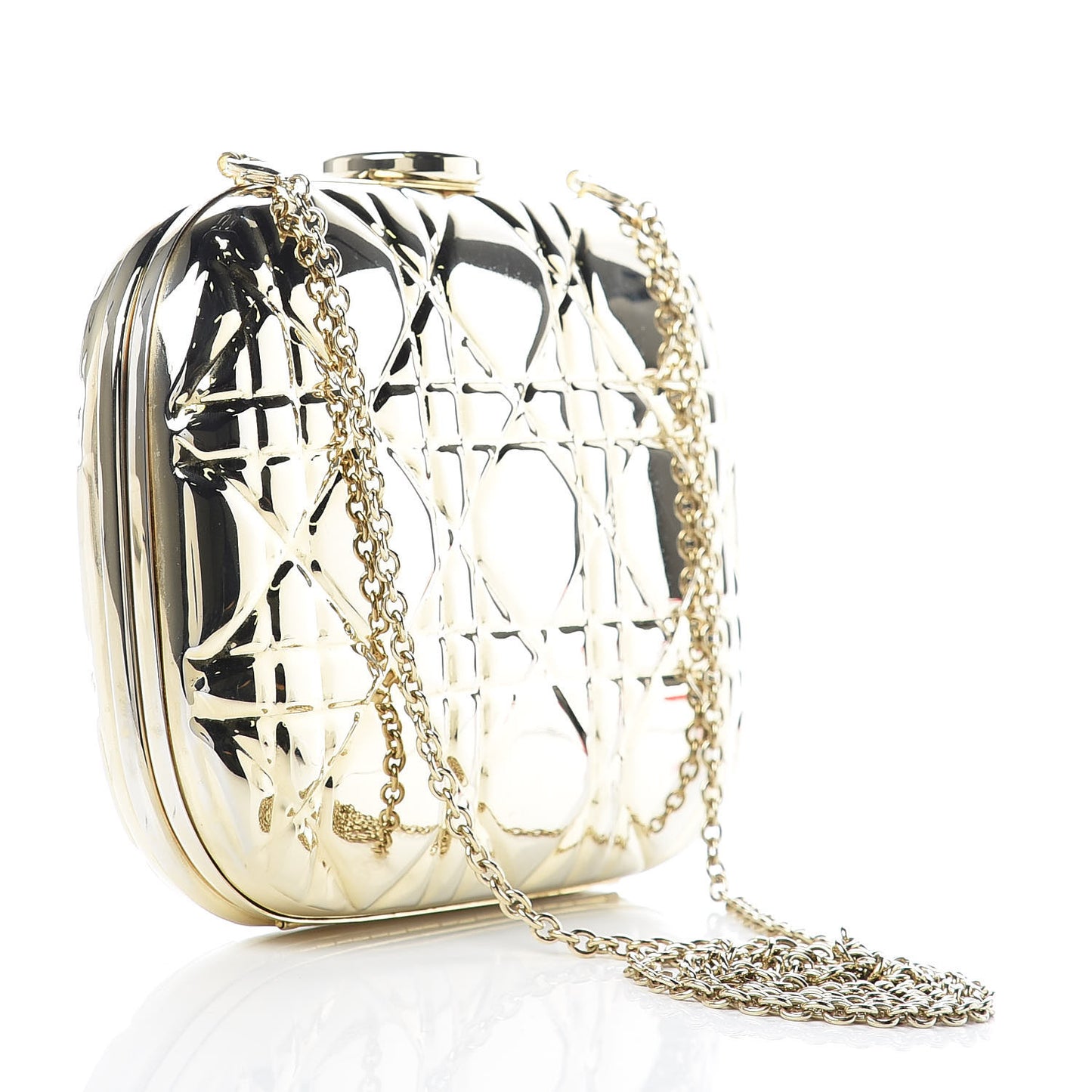 Metal Cannage Quilt Clutch Bag Gold