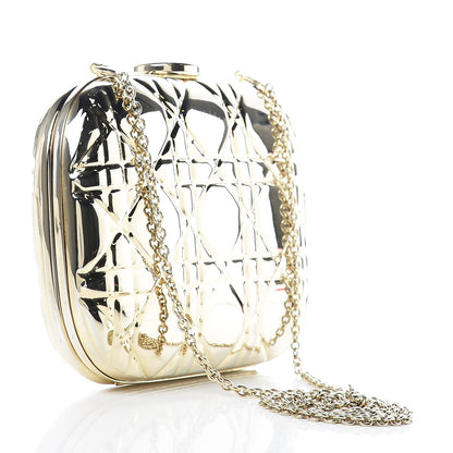 Christian Dior Metal Cannage Quilt Clutch Bag Gold 3 of 9
