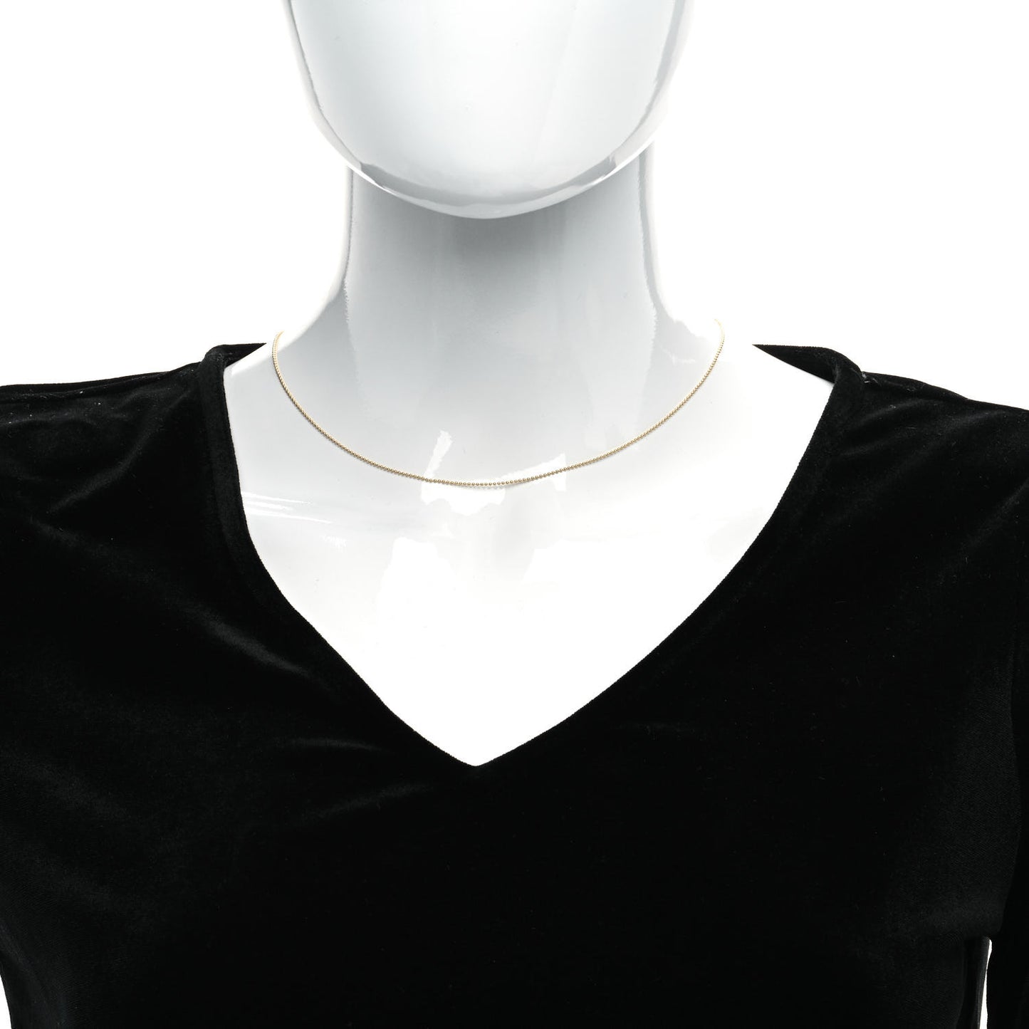 18K Yellow Gold Beaded Chain Necklace 16"