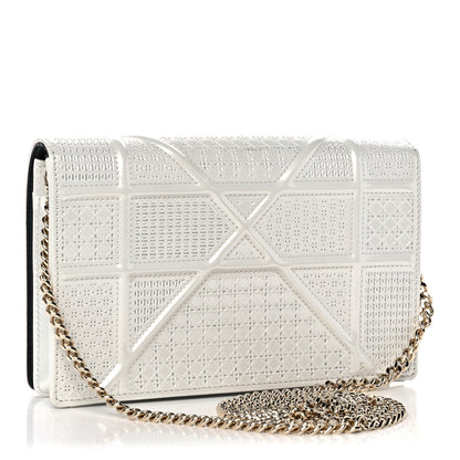 Christian Dior Patent Micro-Cannage Diorama Wallet on Chain Pouch White 2 of 10