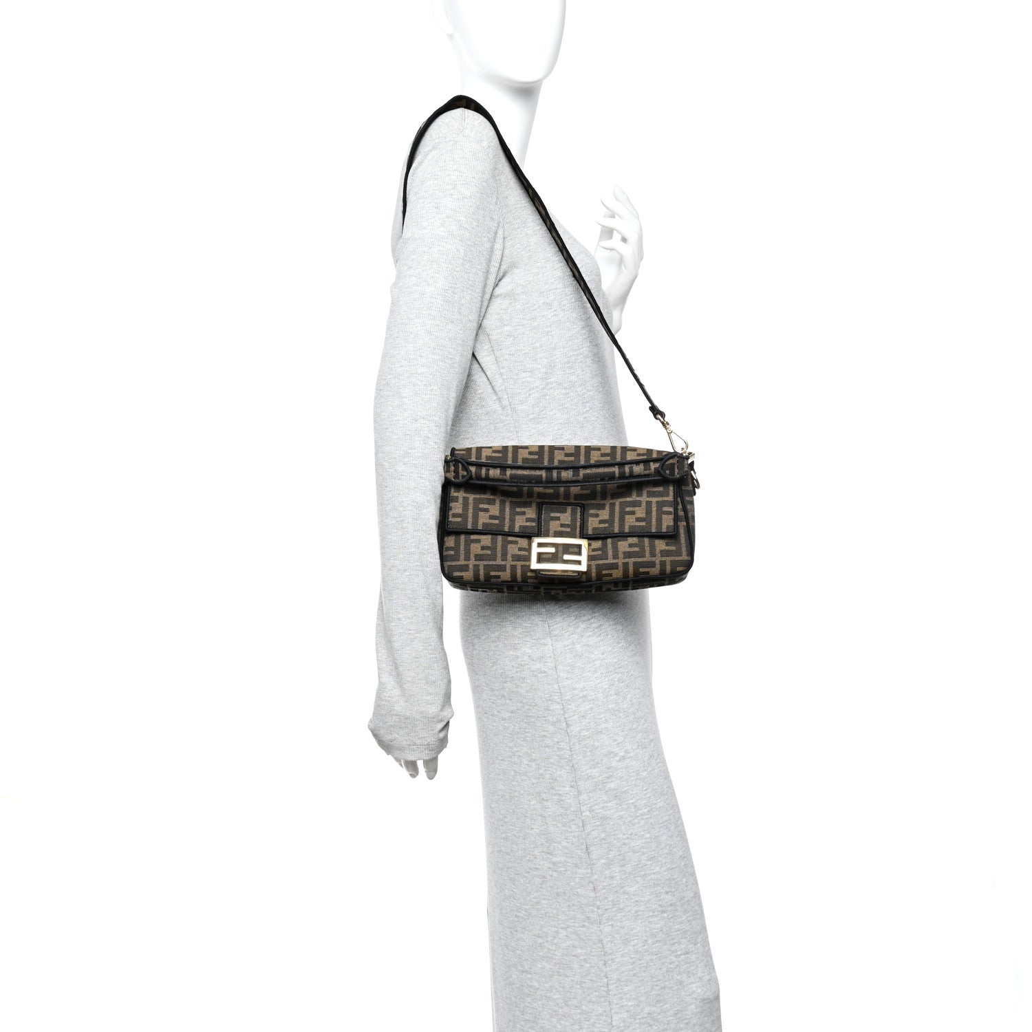 Fendi Fabric Jacquard FF 1974 Medium Baguette Tobacco Moro Black 1867525 –  FASHIONPHILE