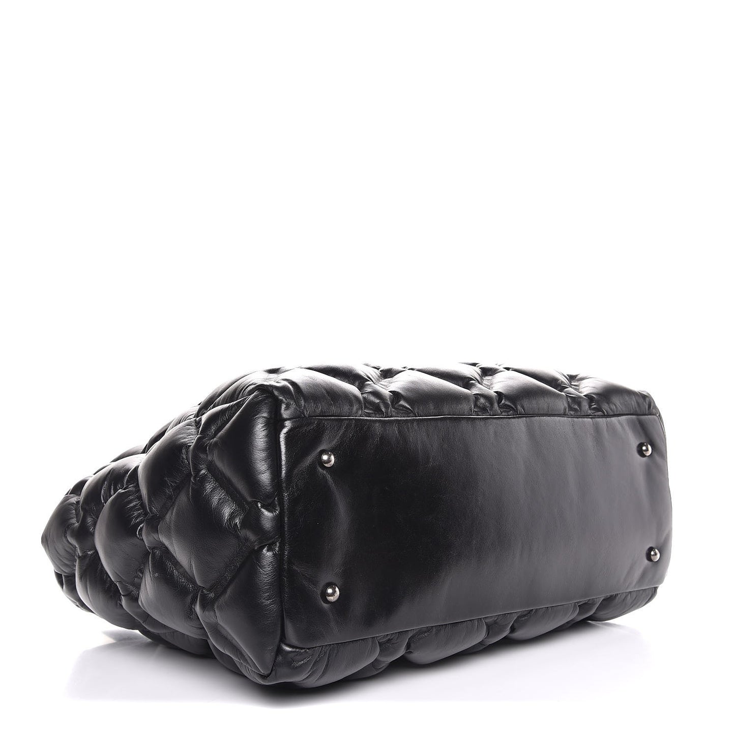 Calfskin Quilted Large Chesterfield Tote Black