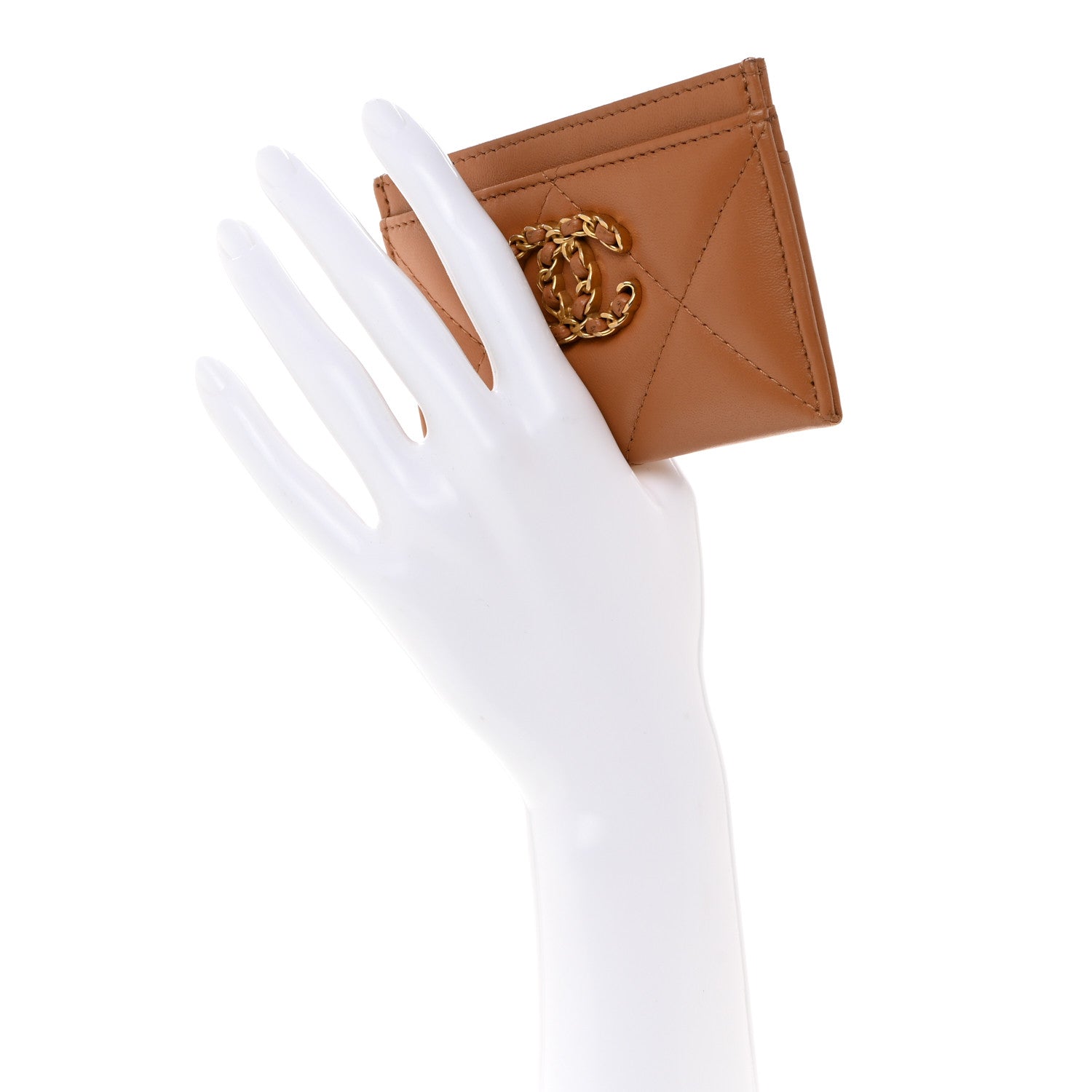 Chanel Lambskin Quilted Chanel 19 Card Holder Brown 2 of 11