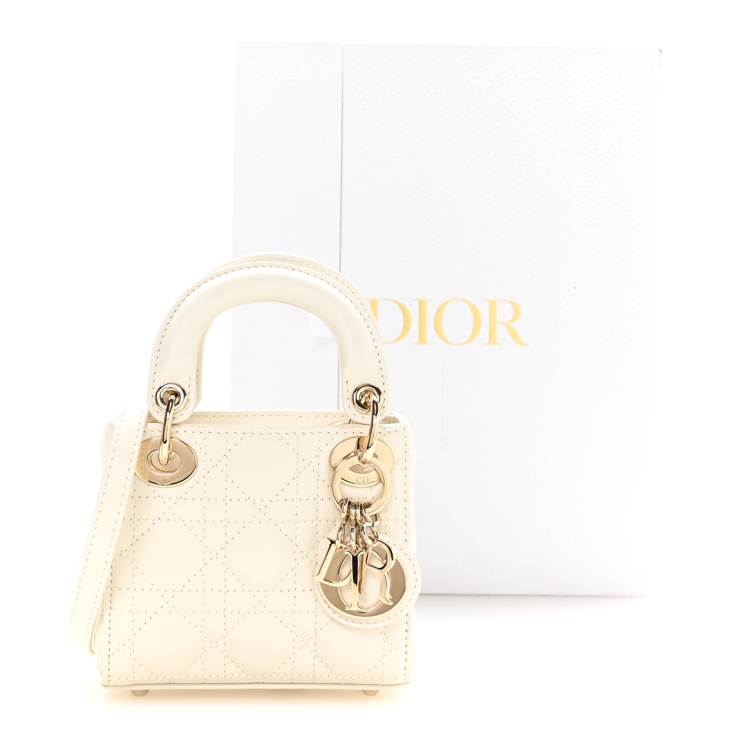 Lambskin Cannage Micro Lady Dior White
