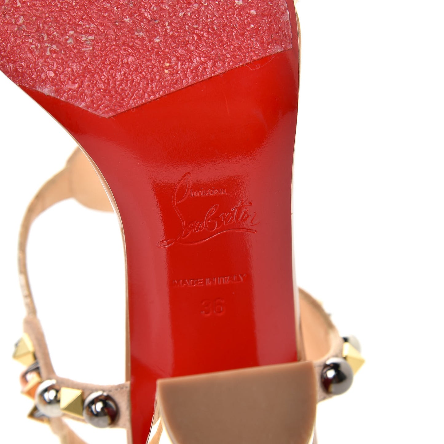Studded Lame Metallic Patent Kaleitop 85 T-Strap Sandals 36 Doudou