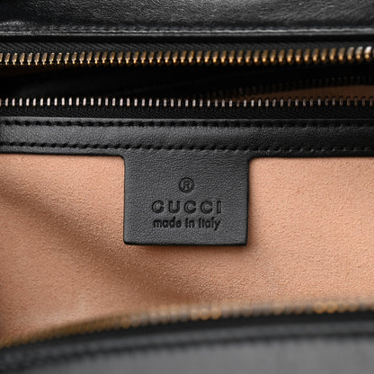 Gucci Calfskin Matelasse Sylvie Web Small GG Marmont Top Handle Shoulder Bag Black 6 of 12